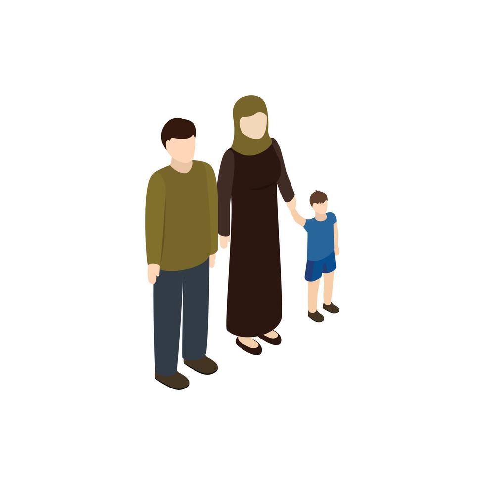 icono de la familia de refugiados, estilo 3d isométrico vector