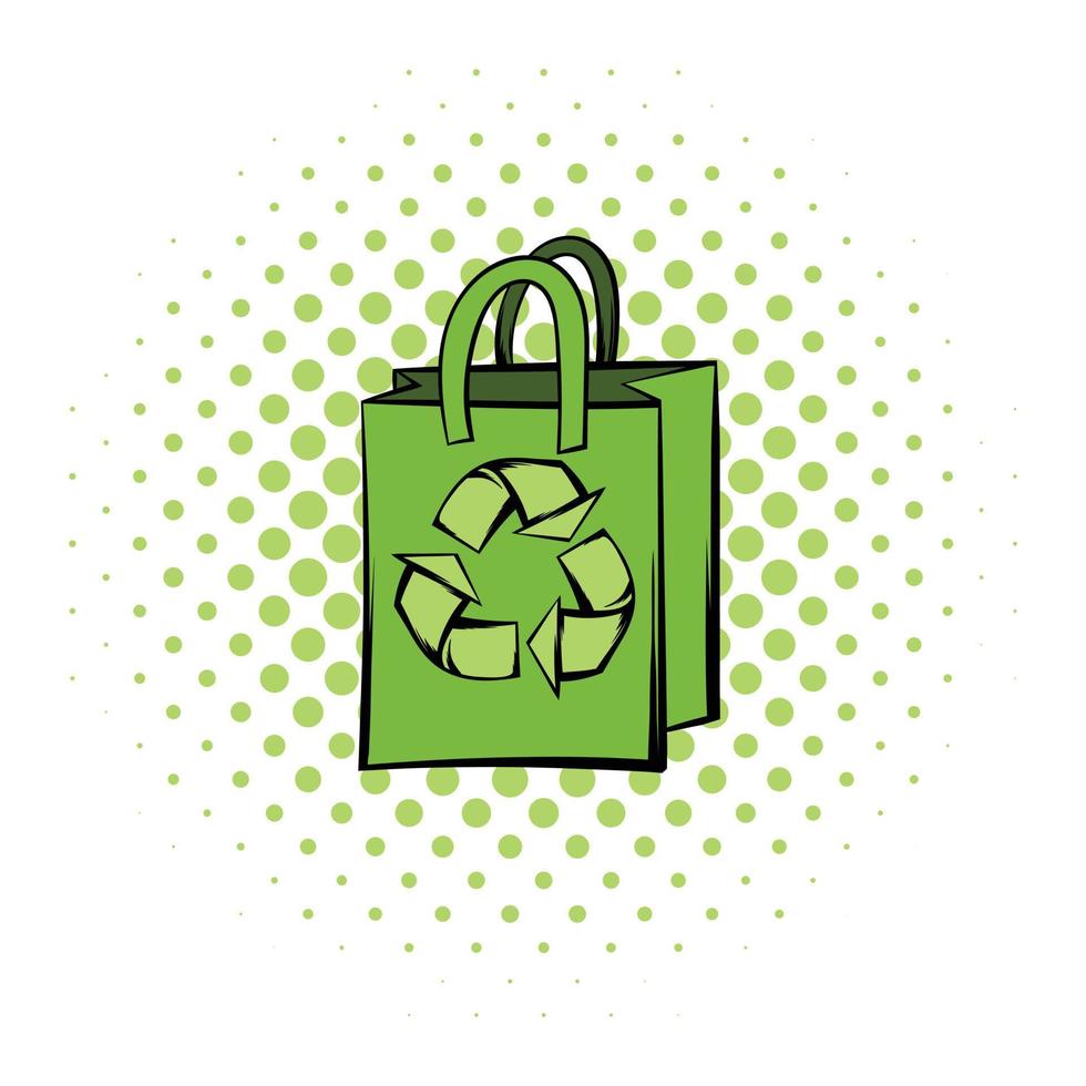 Paper bag with recycle symbol vector