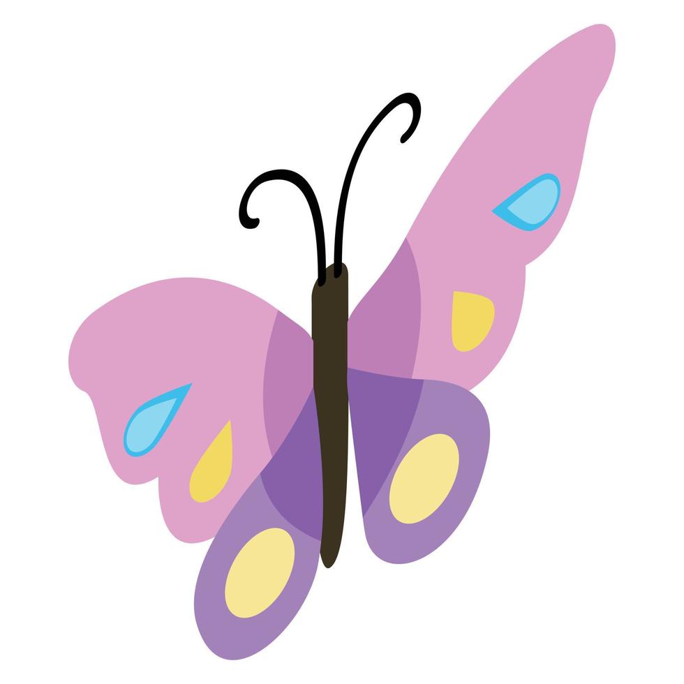 Pink violet butterfly icon, isometric 3d style vector