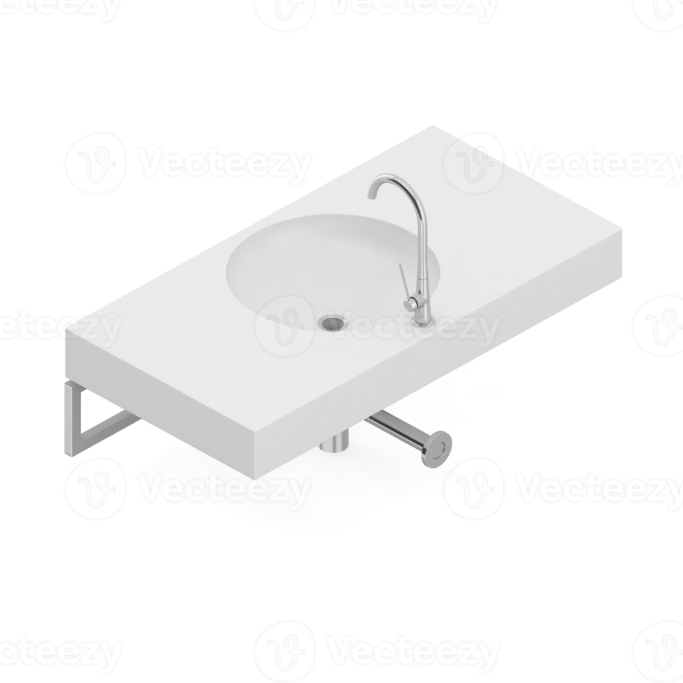 Isometric bathroom items 3D isolated render png