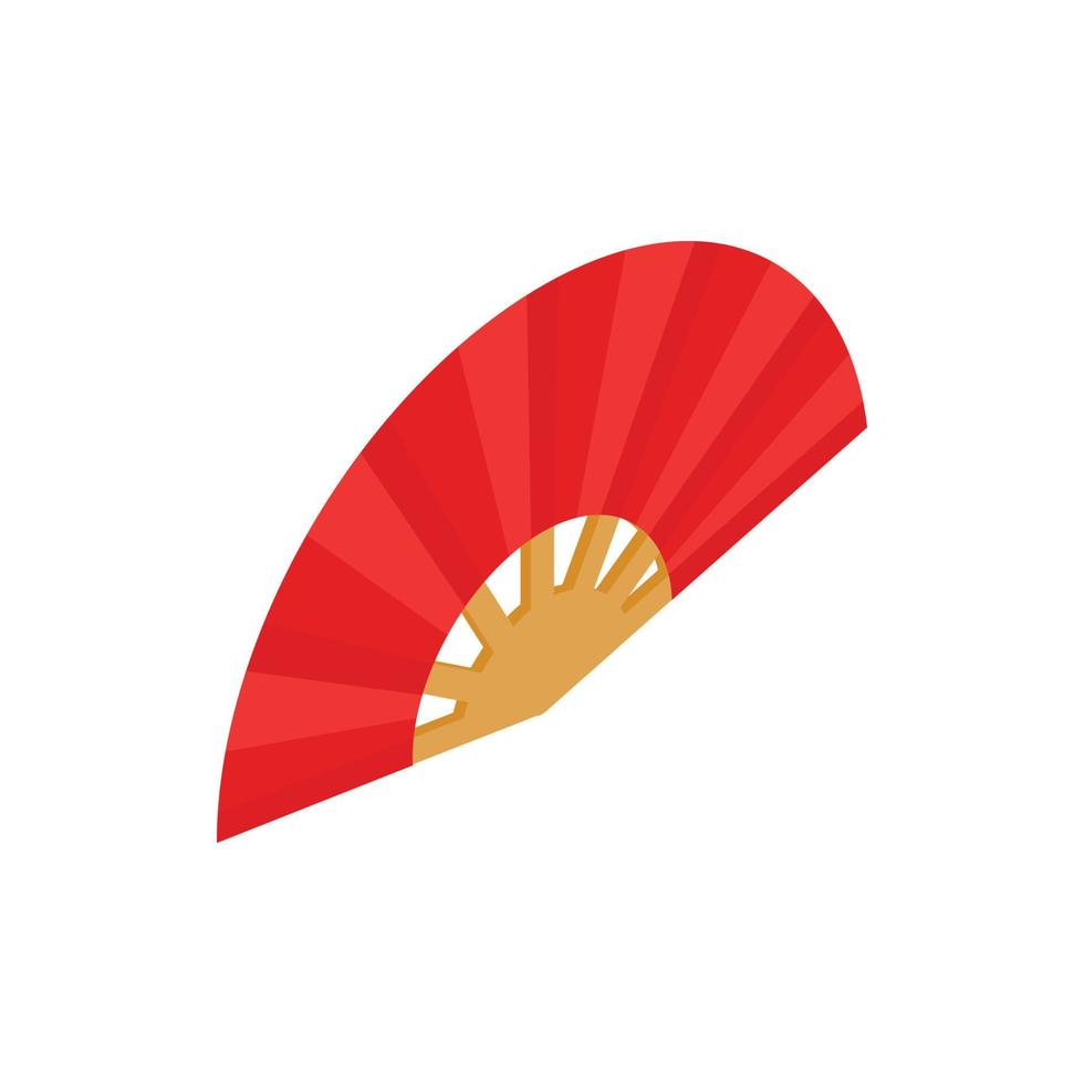 Red open hand fan icon, isometric 3d style vector