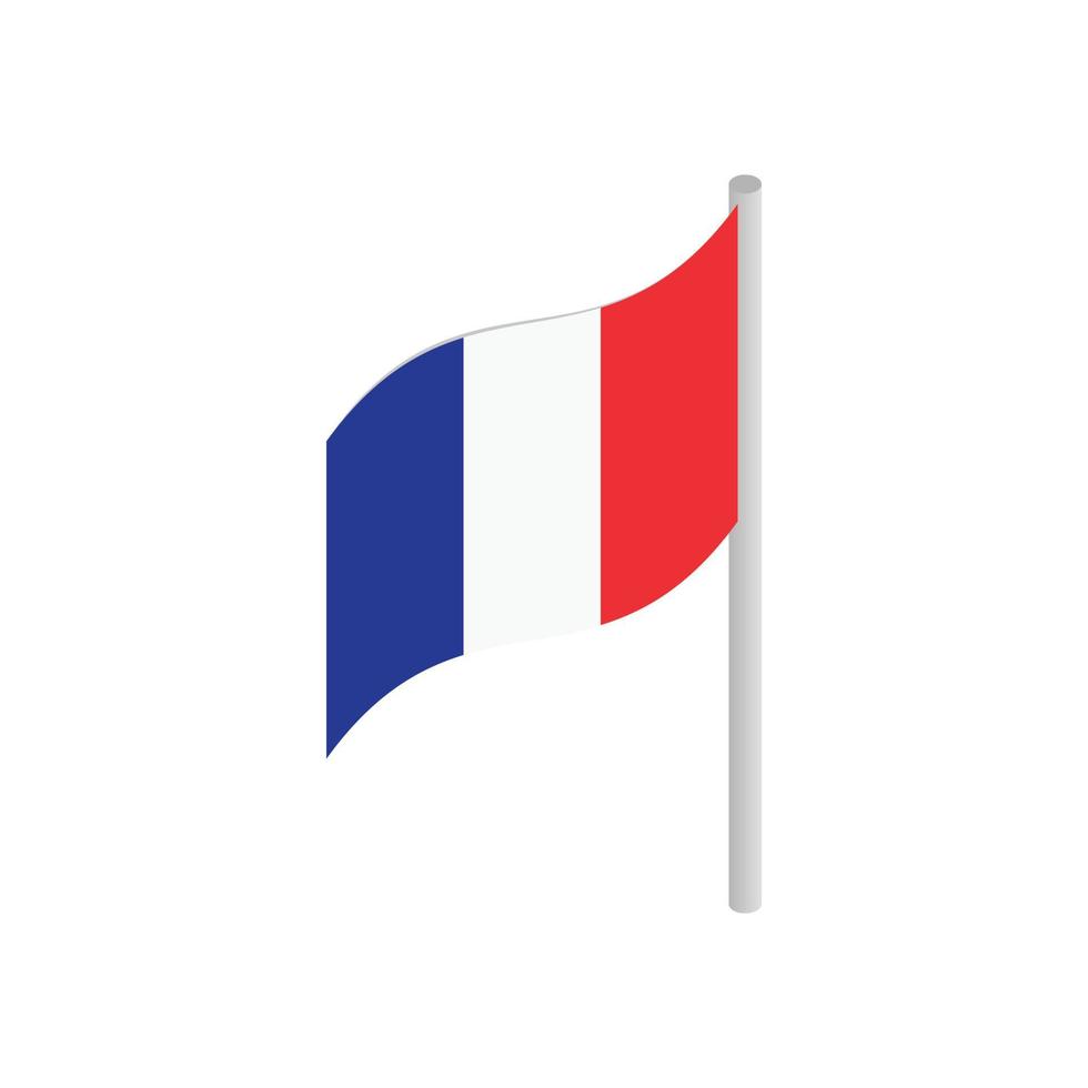 Flag of France with flag pole waving in the wind vector