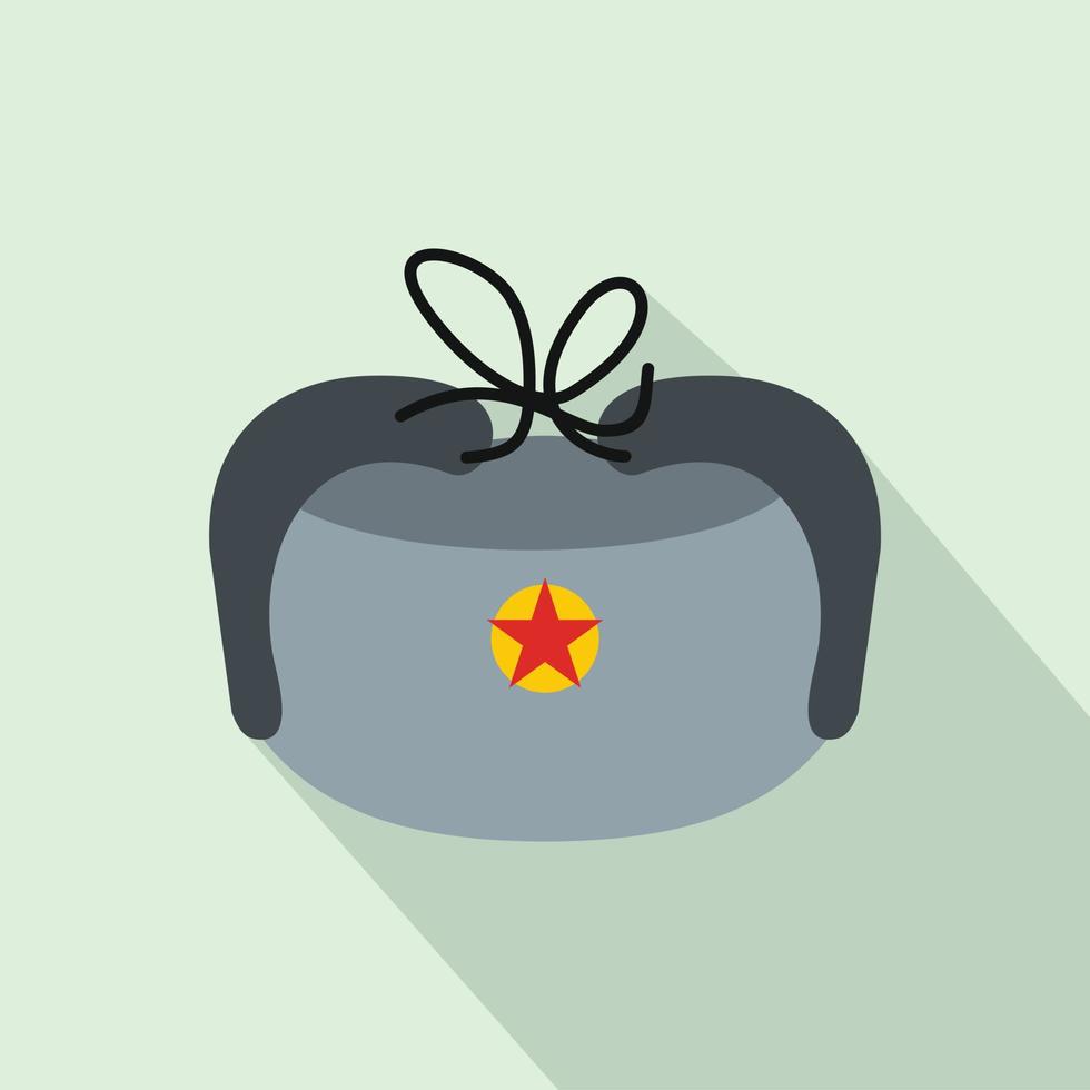 Hat with ear flaps icon, flat style vector