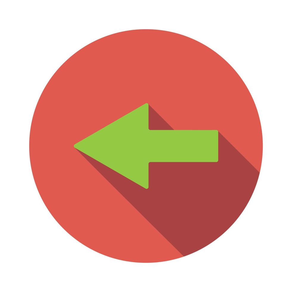 Left green arrow icon, flat style vector