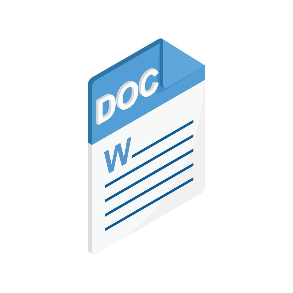 DOC icon, isometric 3d style vector