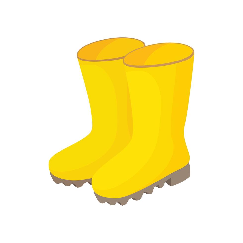 Yellow rubber boots icon, cartoon style vector