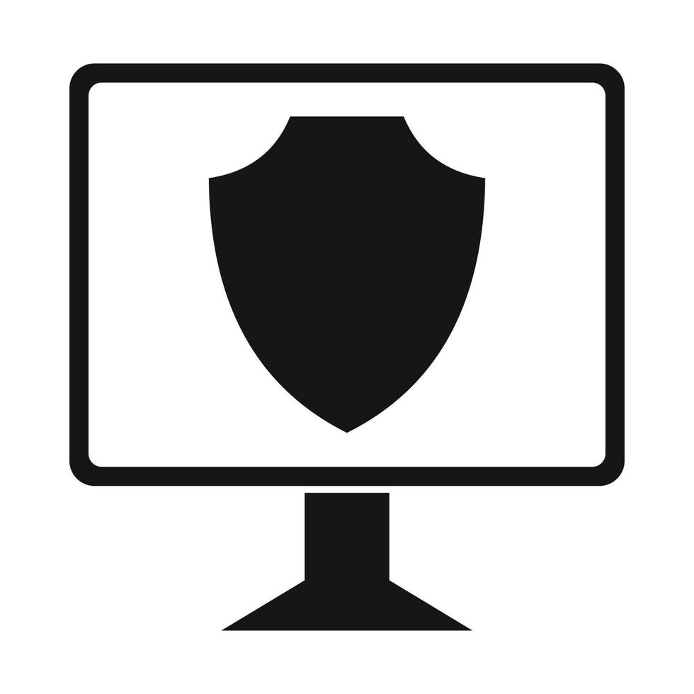 Monitor with security shield on the screen icon vector