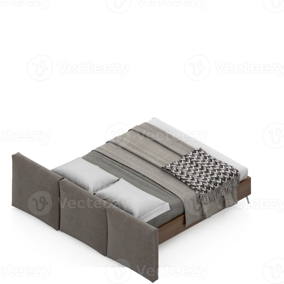 Isometric Bedroom 3D render png