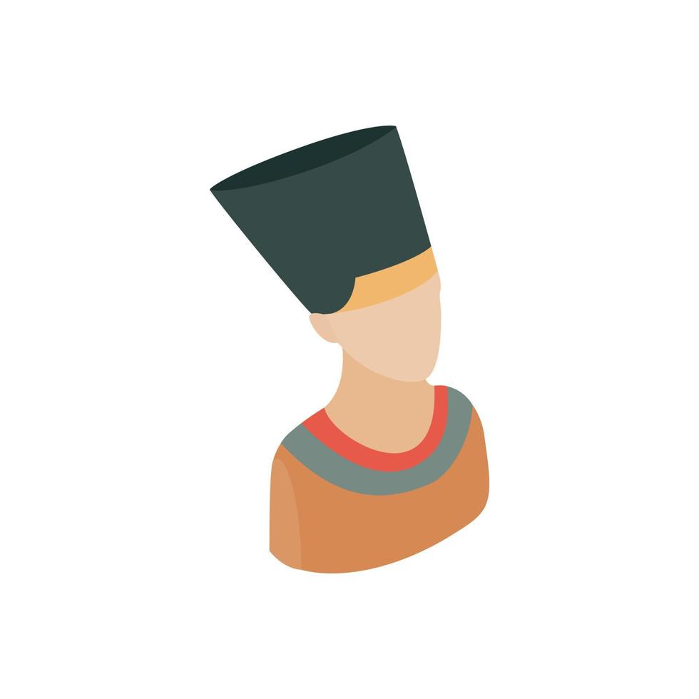 icono de cabeza de nefertiti, estilo 3d isométrico vector