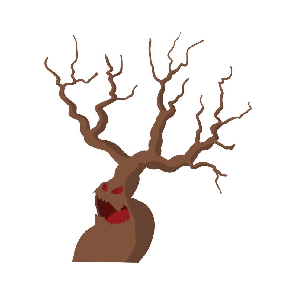 Halloween scary tree icon, cartoon style vector