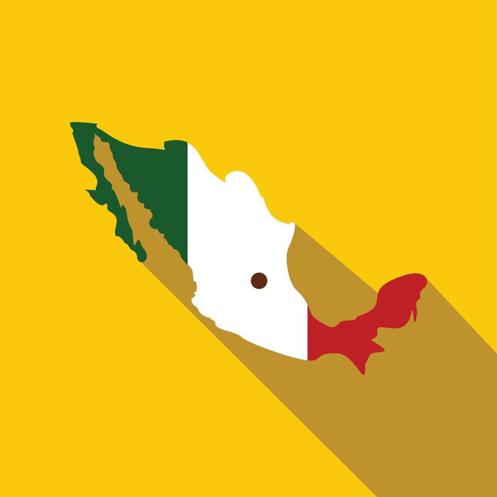 Map of Mexico with the image of the national flag vector