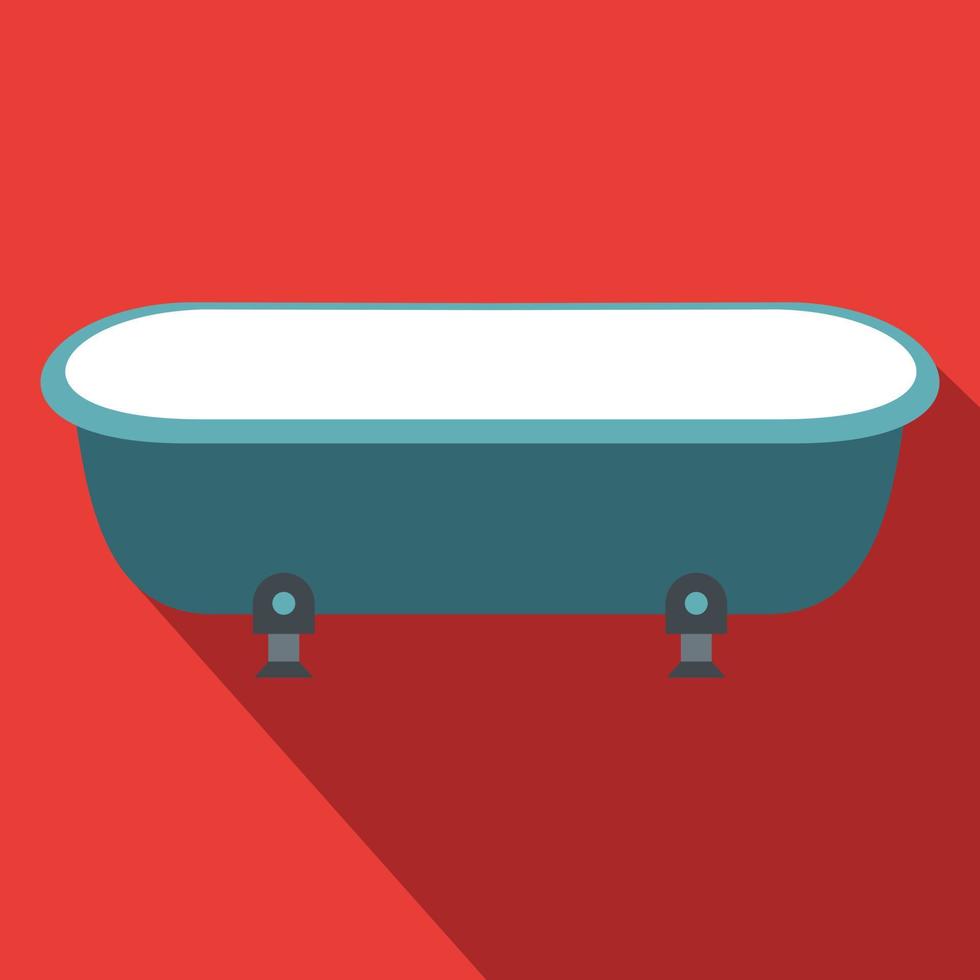 Blue bathtub, flat design vector