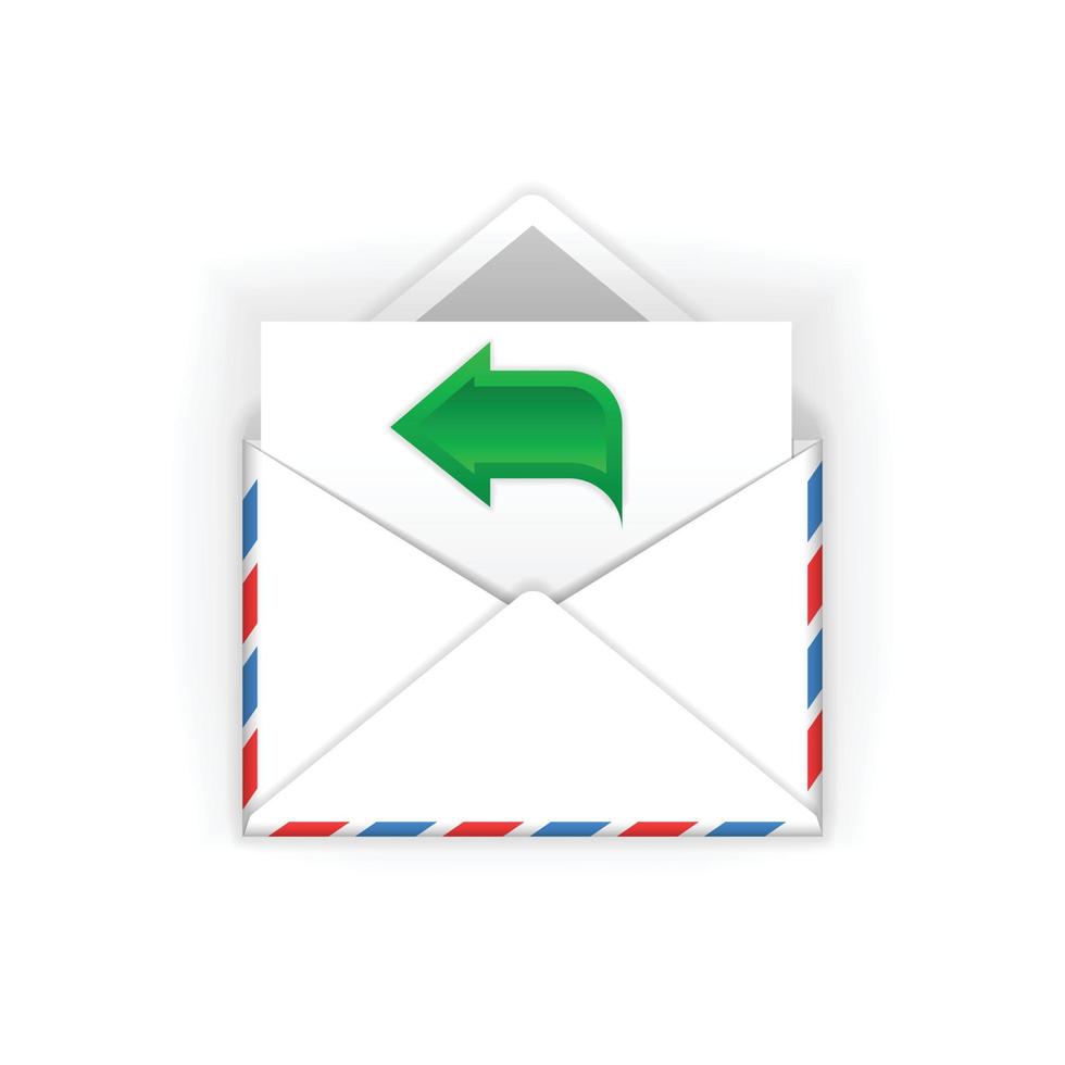 Envelope with green arrow flat icon vector