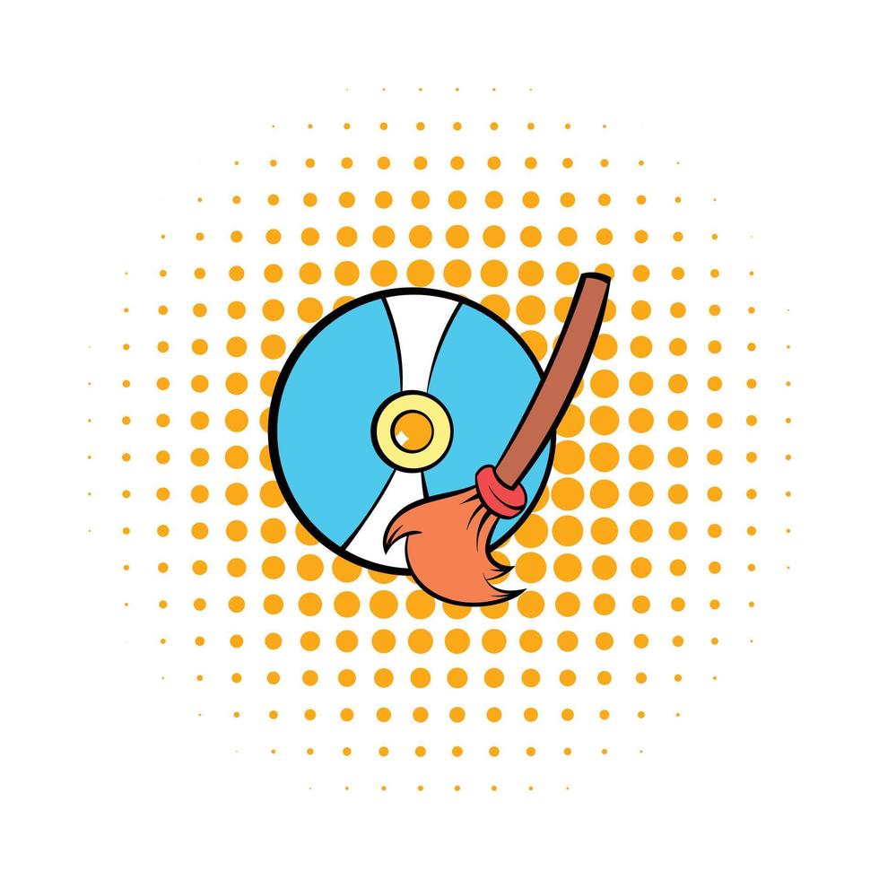 Clean up hard drive icon, comics style vector