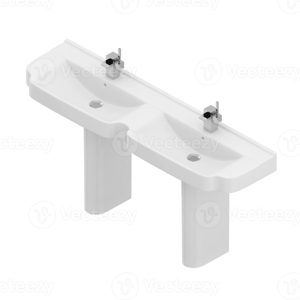 Isometric bathroom items 3D isolated render png
