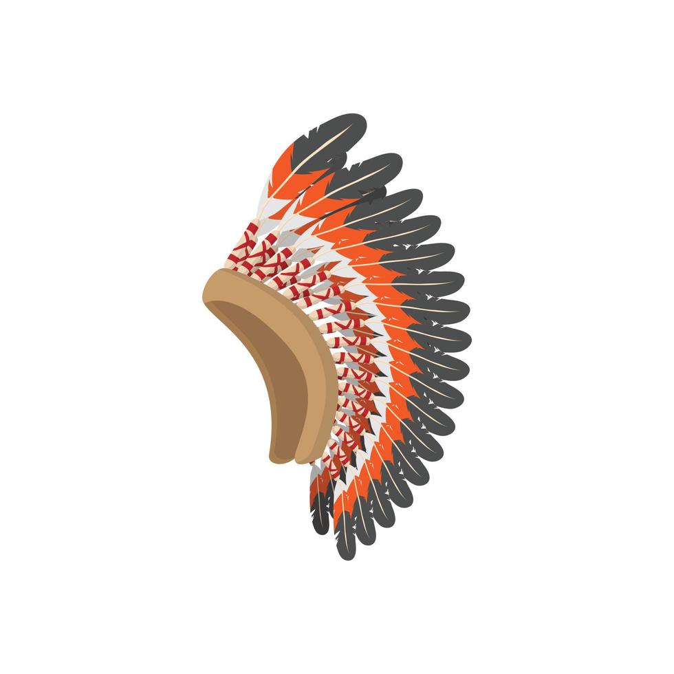 Native American feather headdress icon vector