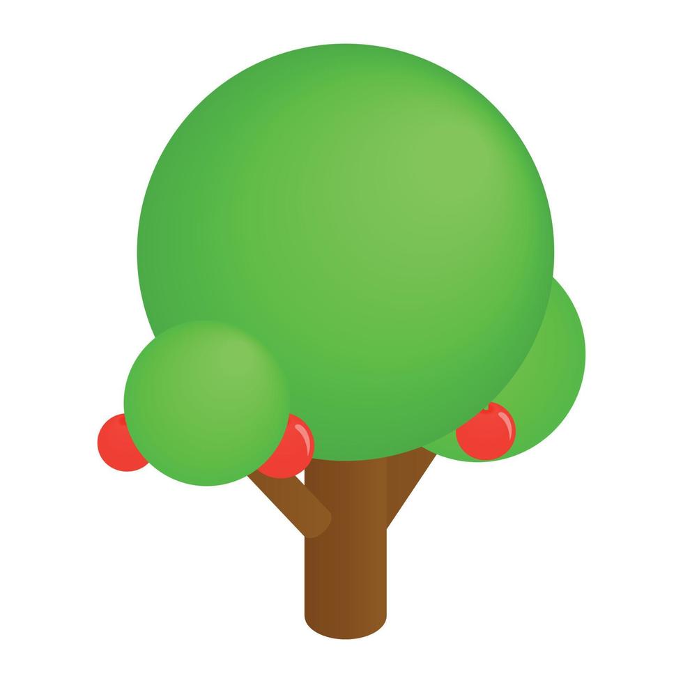 árbol, isométrico, 3d, icono vector