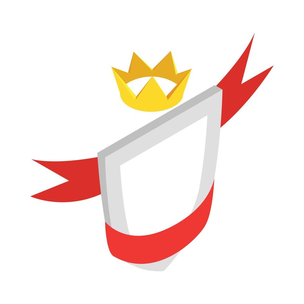 Shield with red ribbon and crown icon vector