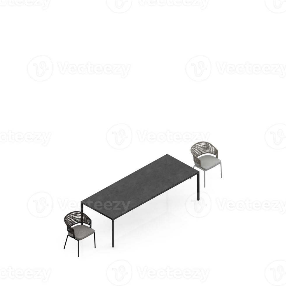 Isometric Table Set 3D render png