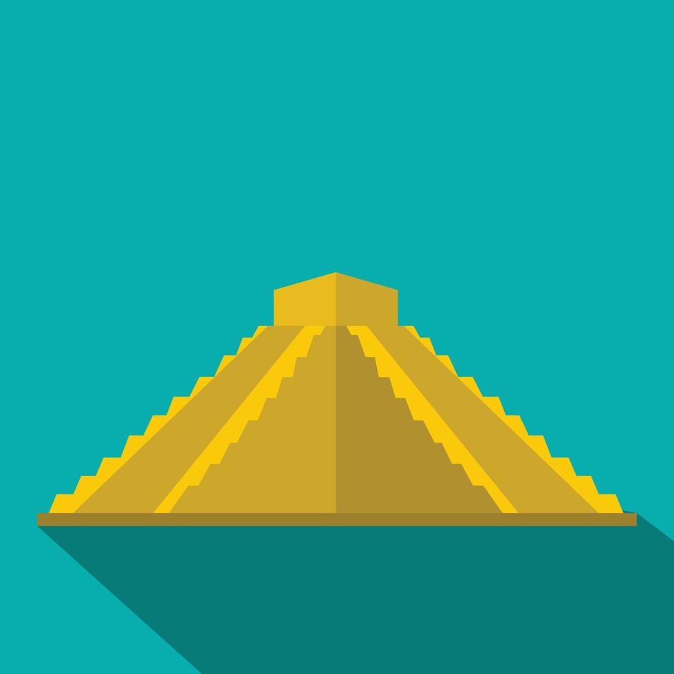 Mayan pyramid in Yucatan, Mexico icon, flat style vector