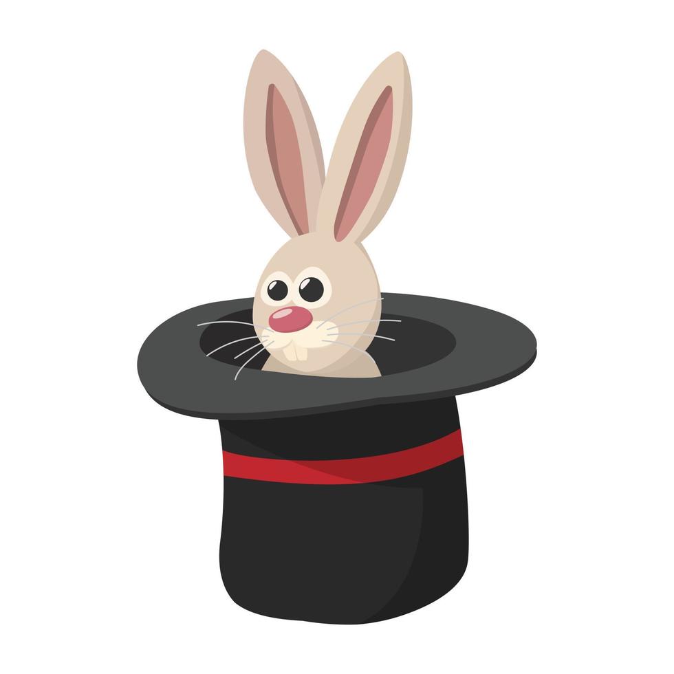 Rabbit in magic hat cartoon icon vector