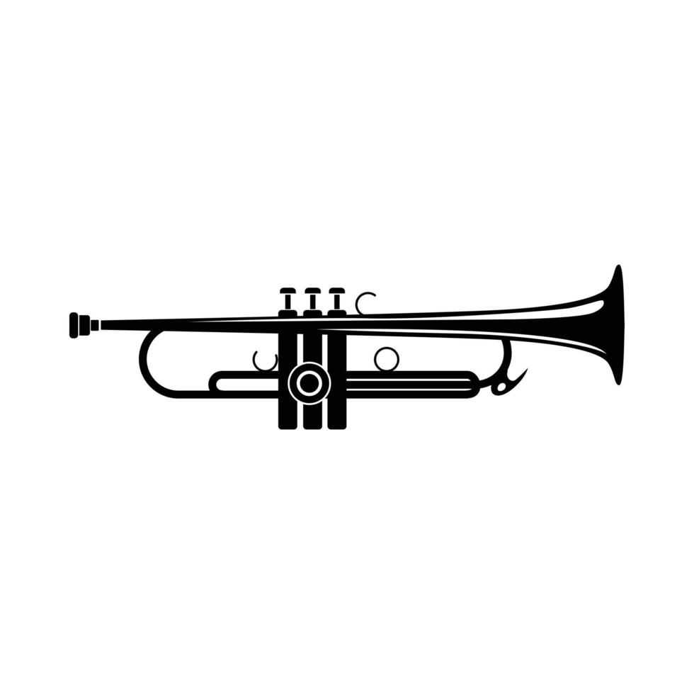 Trumpet icon, black simple style vector
