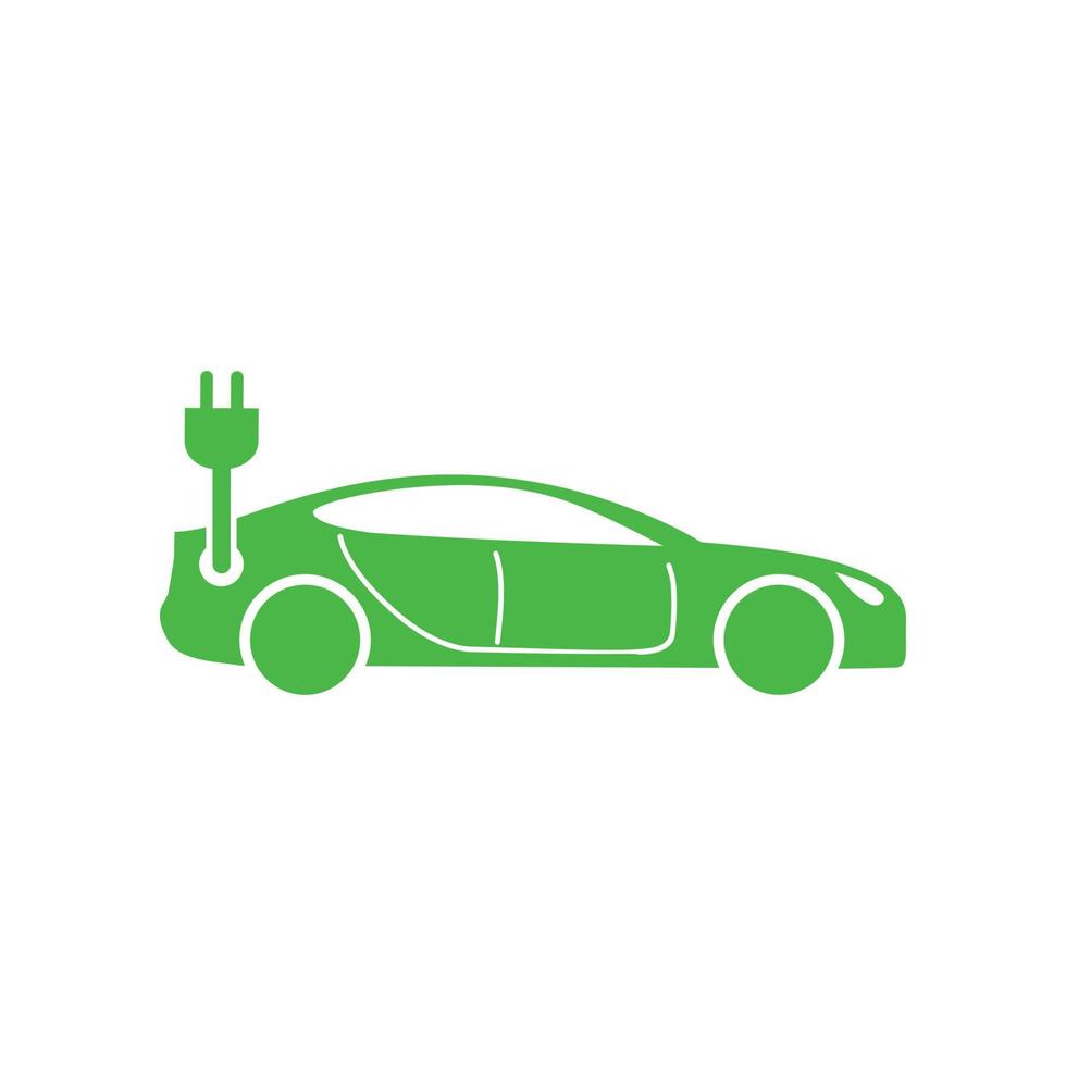 icono de coche eléctrico verde, estilo simple vector