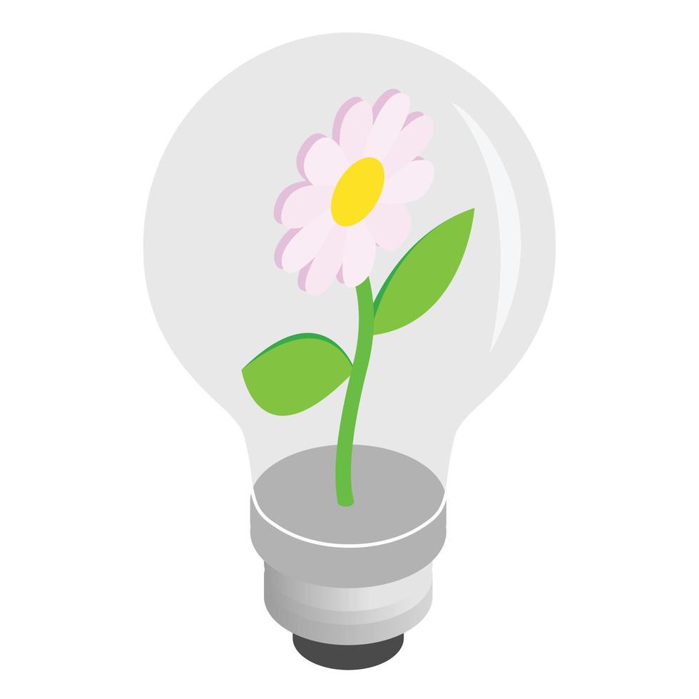 Bulb light with flower inside icon vector