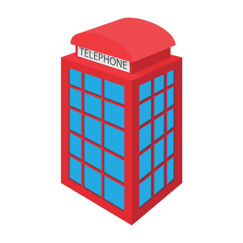 icono de cabina telefónica roja británica, estilo de dibujos animados vector