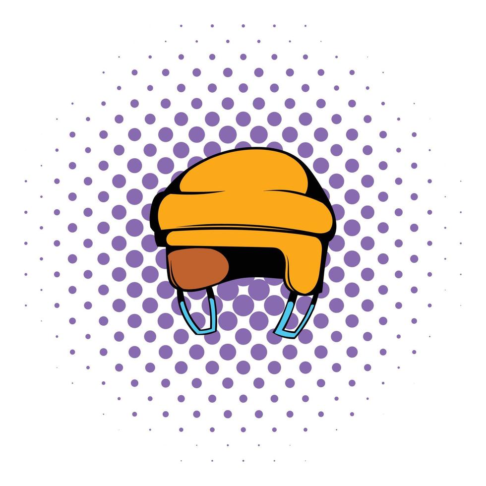 Yellow hockey helmet icon, comics style vector