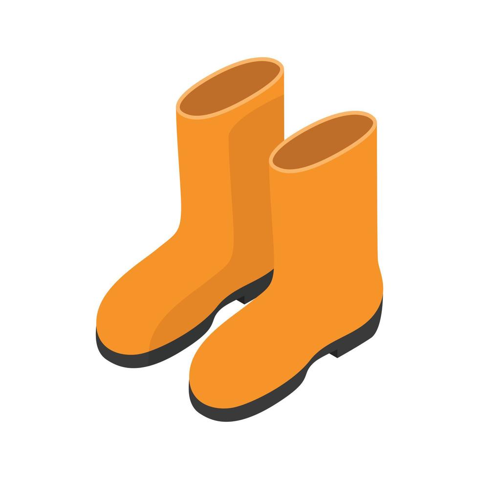 icono de botas de goma amarillas, estilo 3d isométrico vector