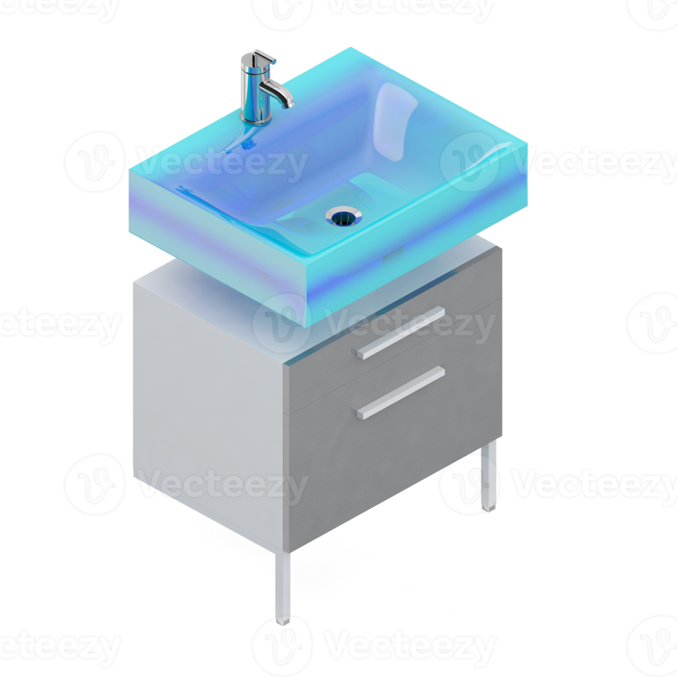 Isometric bathroom items 3D isolated render png