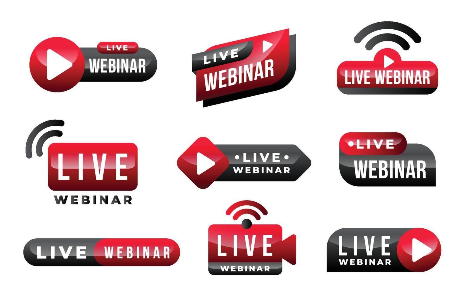 Live Webinar Badges Set vector