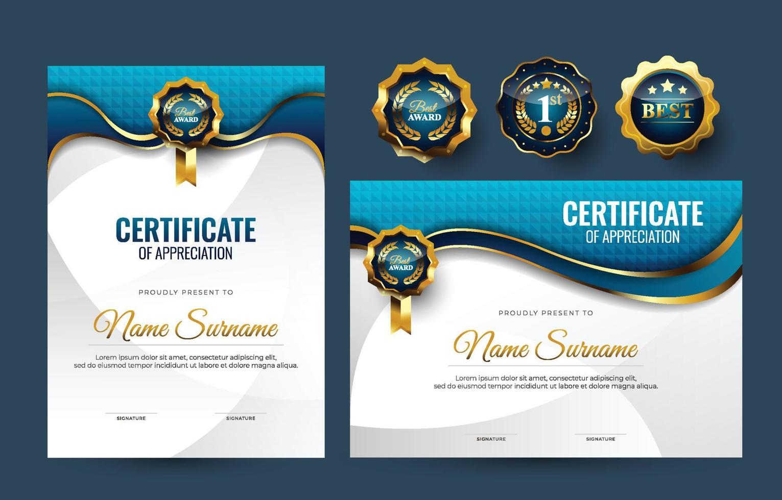 Blue Certifitace of Appreciation Template vector