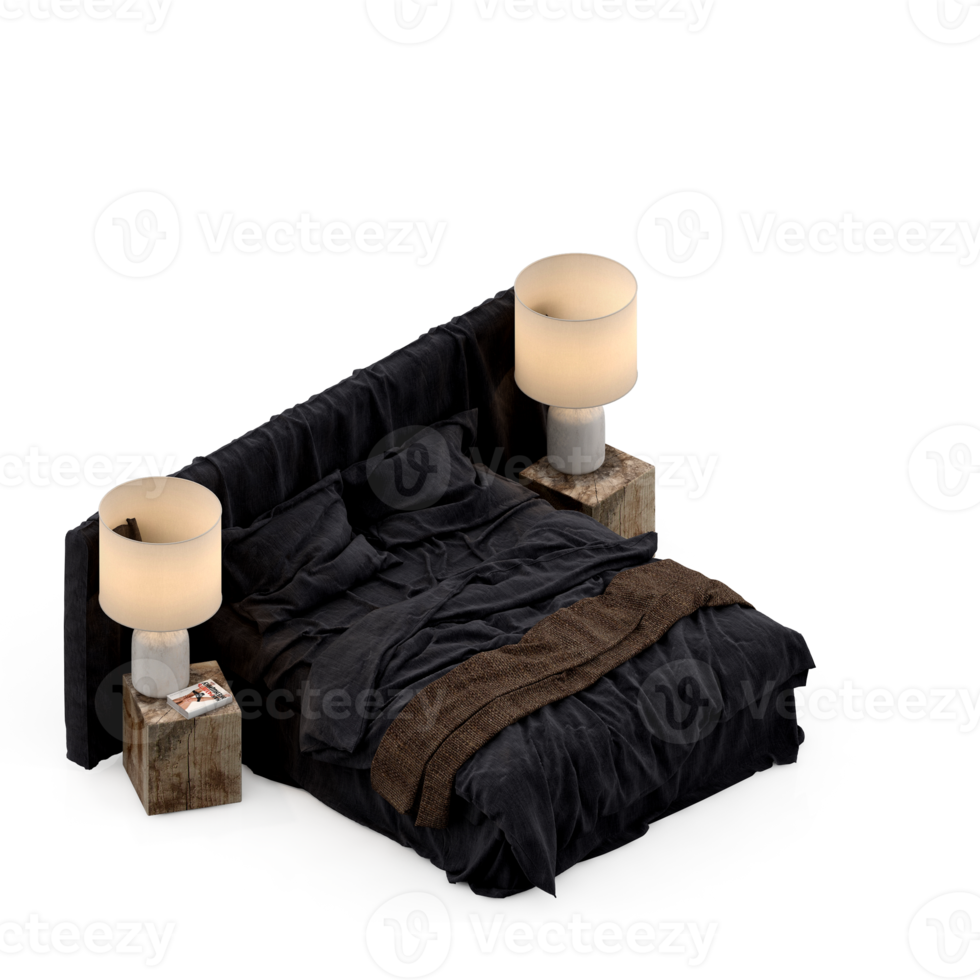 isometrisches schlafzimmer 3d rendern png