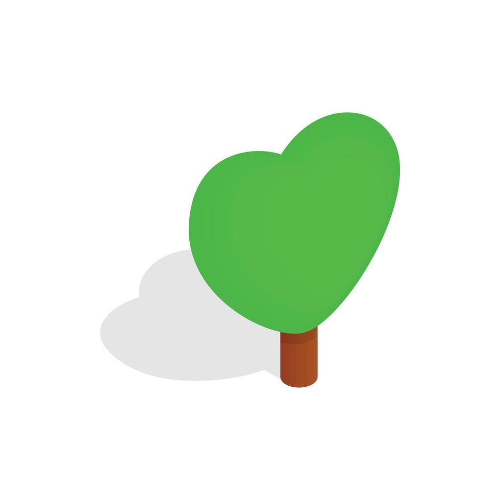 Heart shape tree icon, isometric 3d style vector