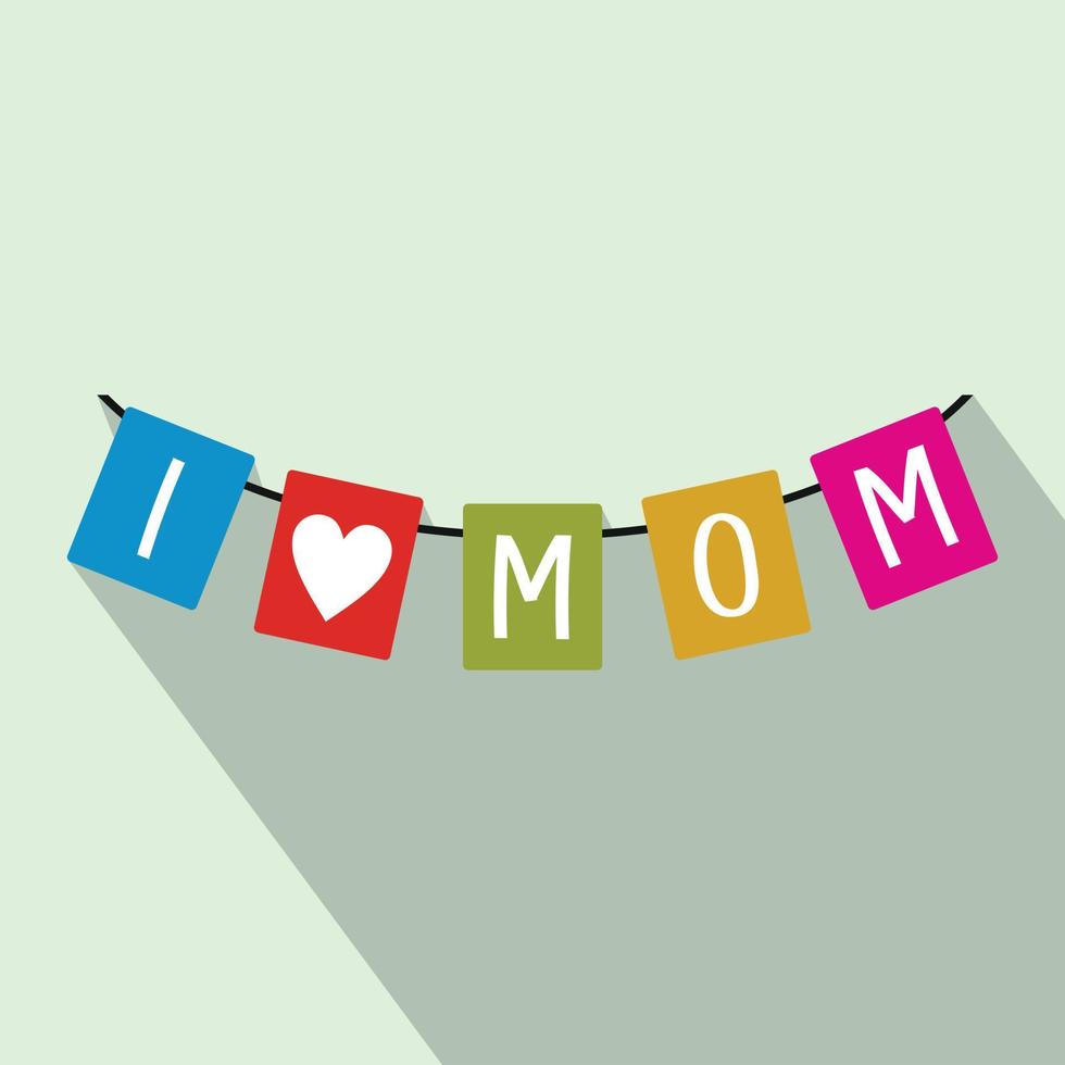 banderines festivos con letras i love mom icon vector