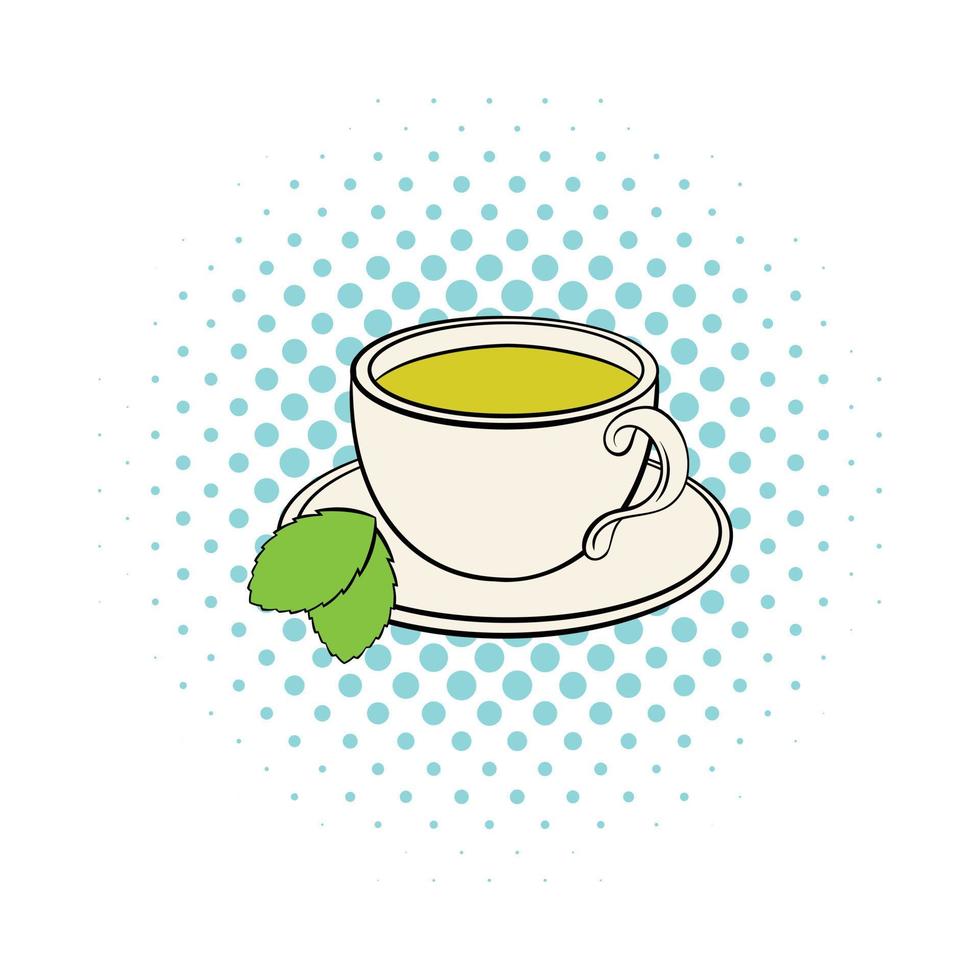 Cup of tea icon, comics style vector