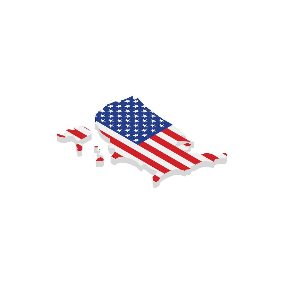 USA map with flag isometric 3d icon vector