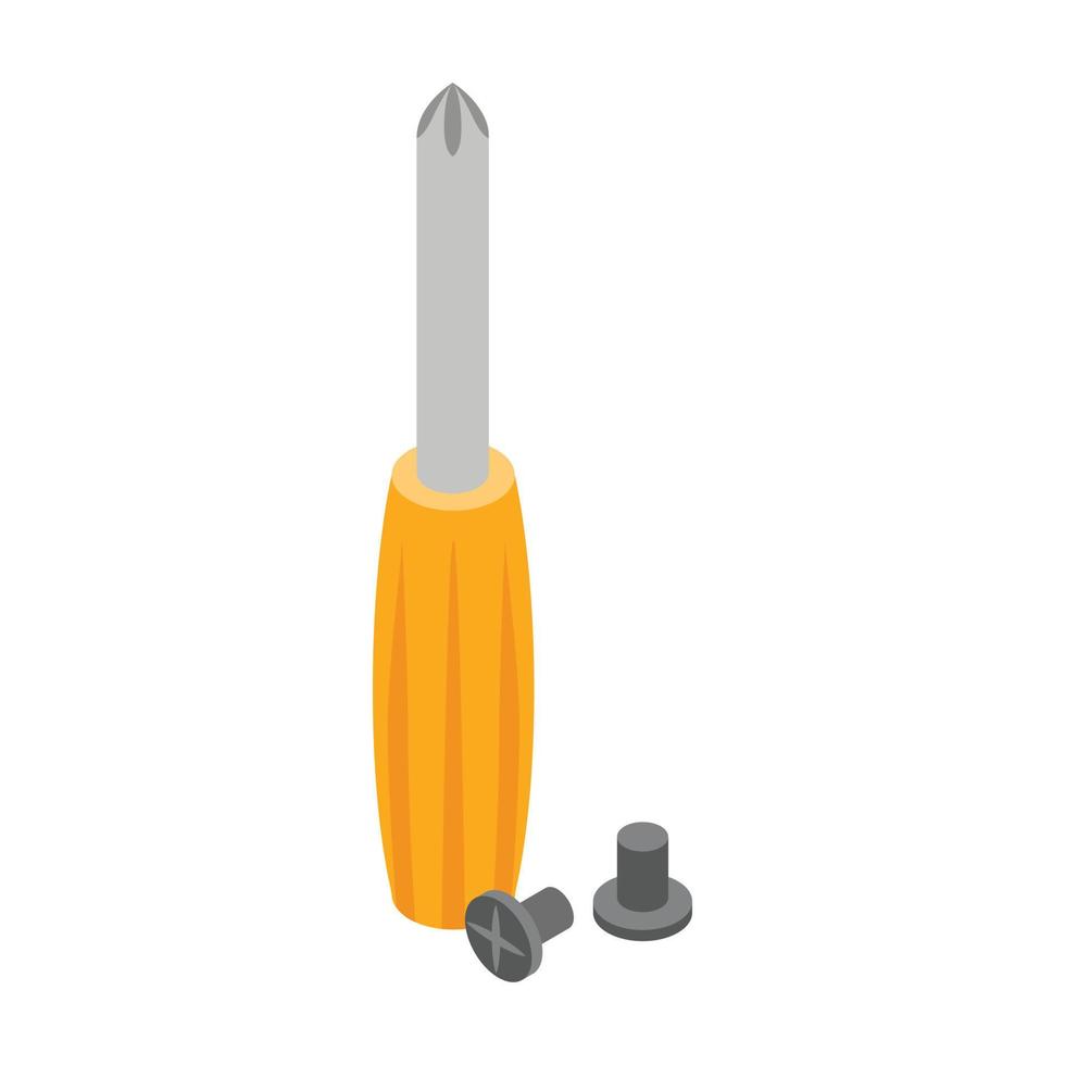 Screwdriver icon, isometric 3d style vector