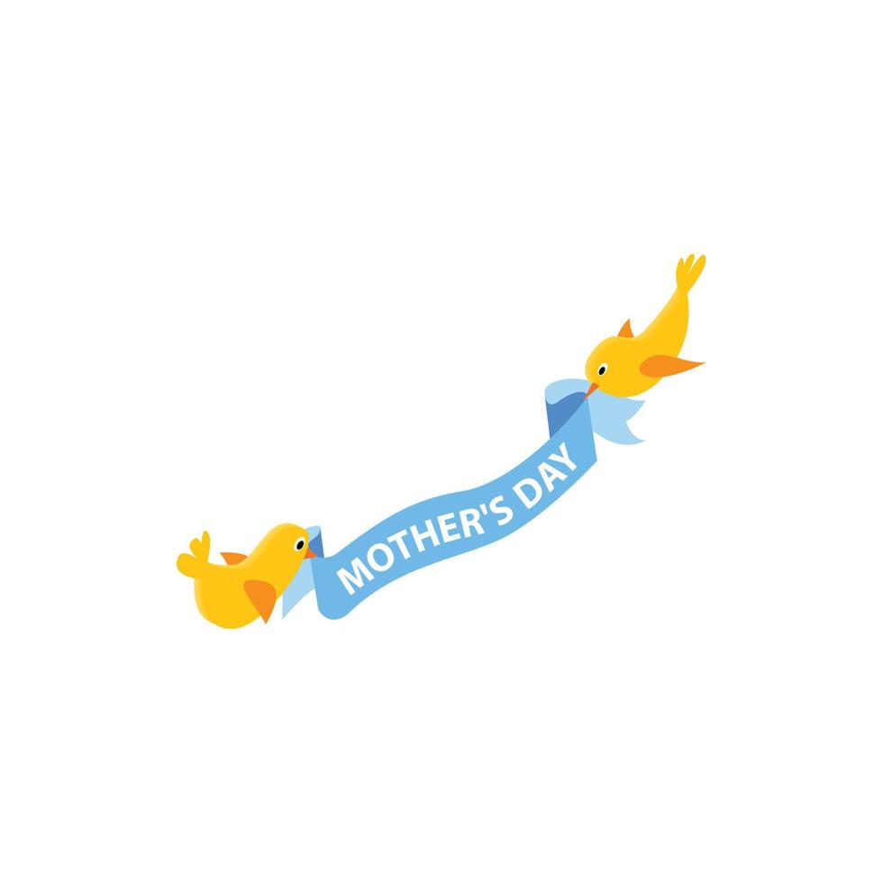 Flying birds with a Mother Day ribbon icon vector