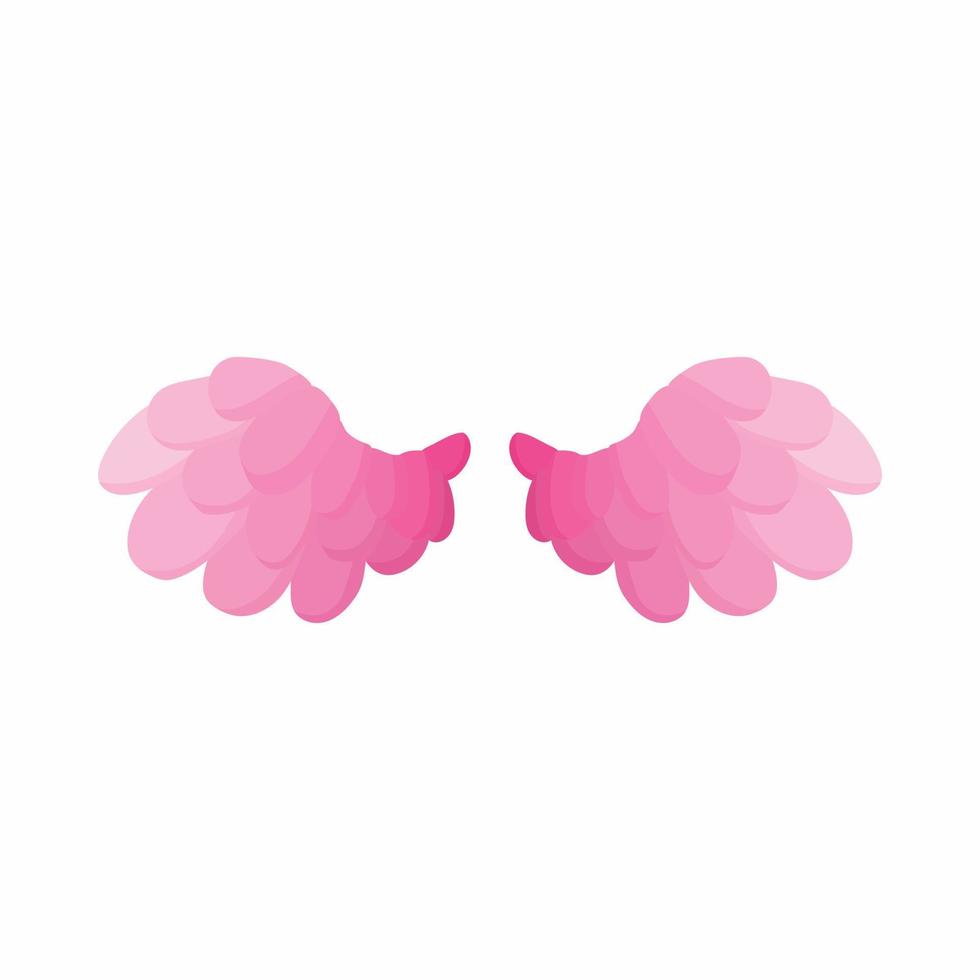 par de icono de alas de pájaro rosa, estilo de dibujos animados vector