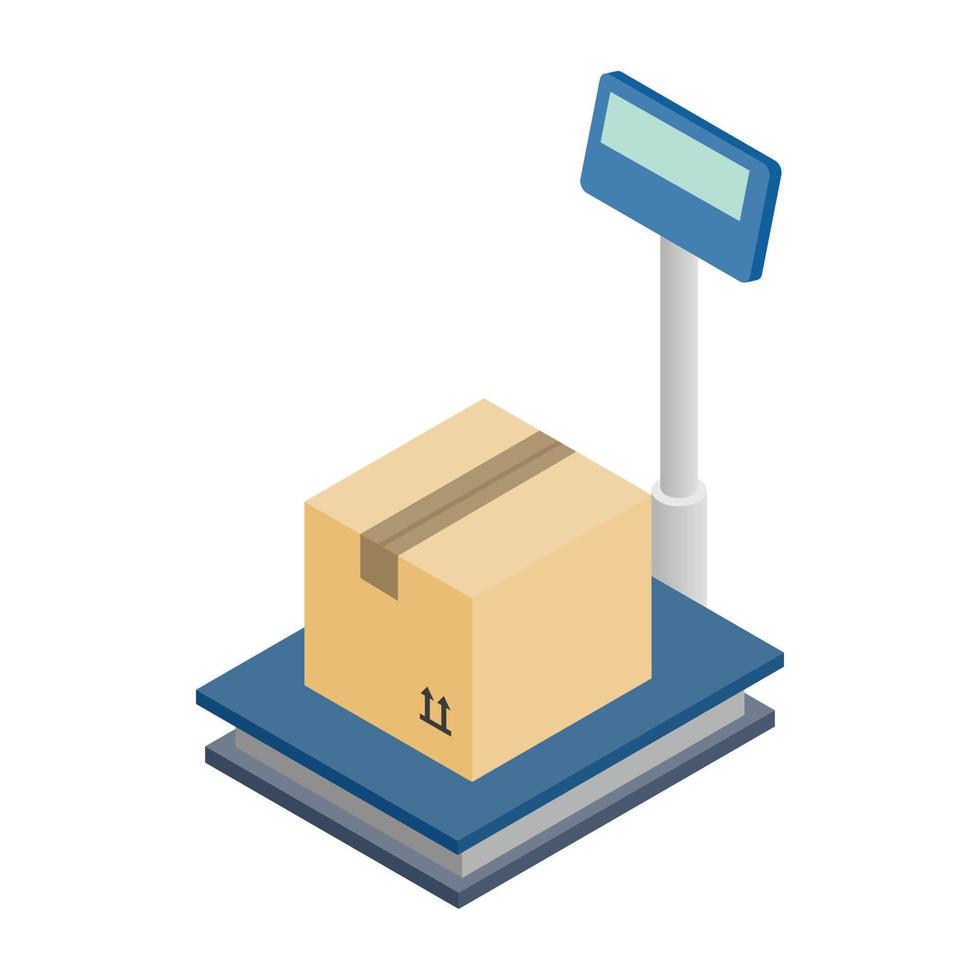 Scales for weighing with box icon vector