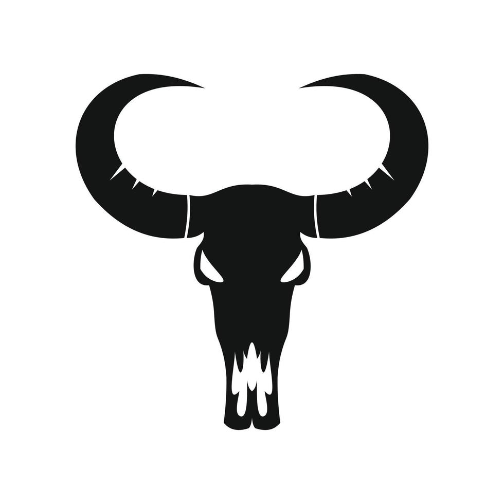 Buffalo skull black icon vector