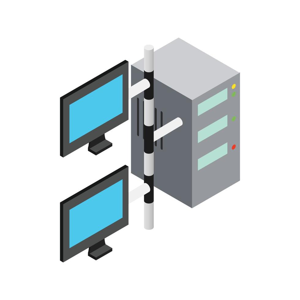Computer network icon, isometric 3d style vector