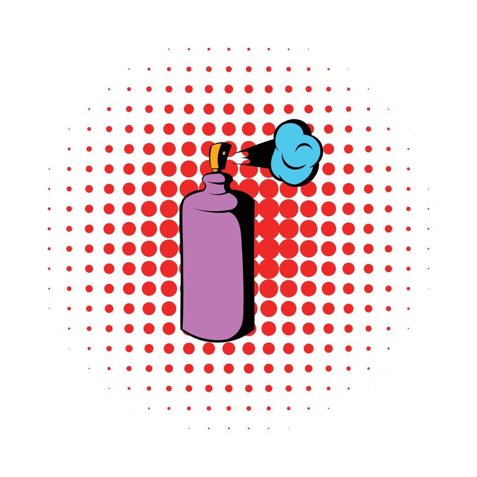 Spray can in use icon, comics style vector