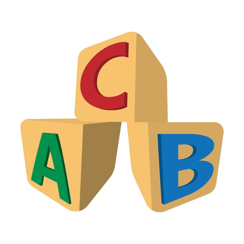 cubos con letras abc icono de dibujos animados vector