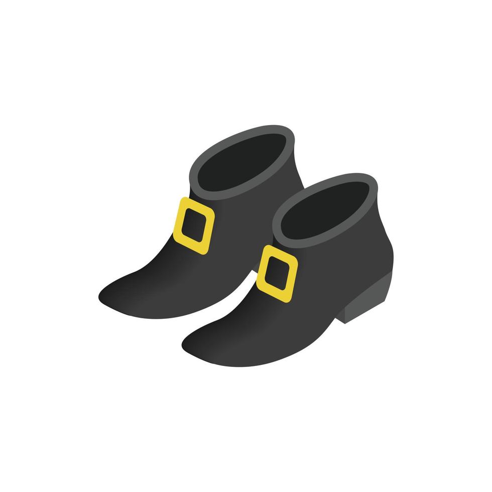 Black leprechaun boots isometric 3d icon vector