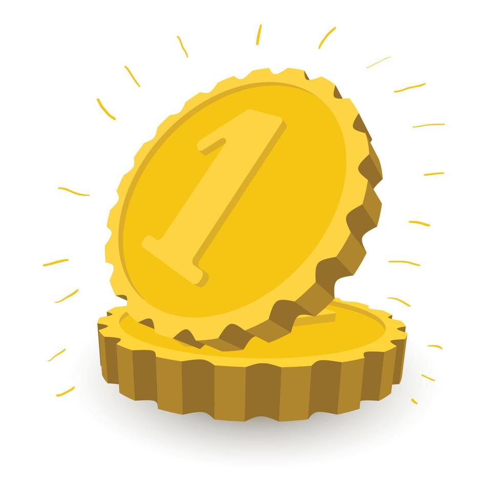 Two golden coins cartoon illustration vector