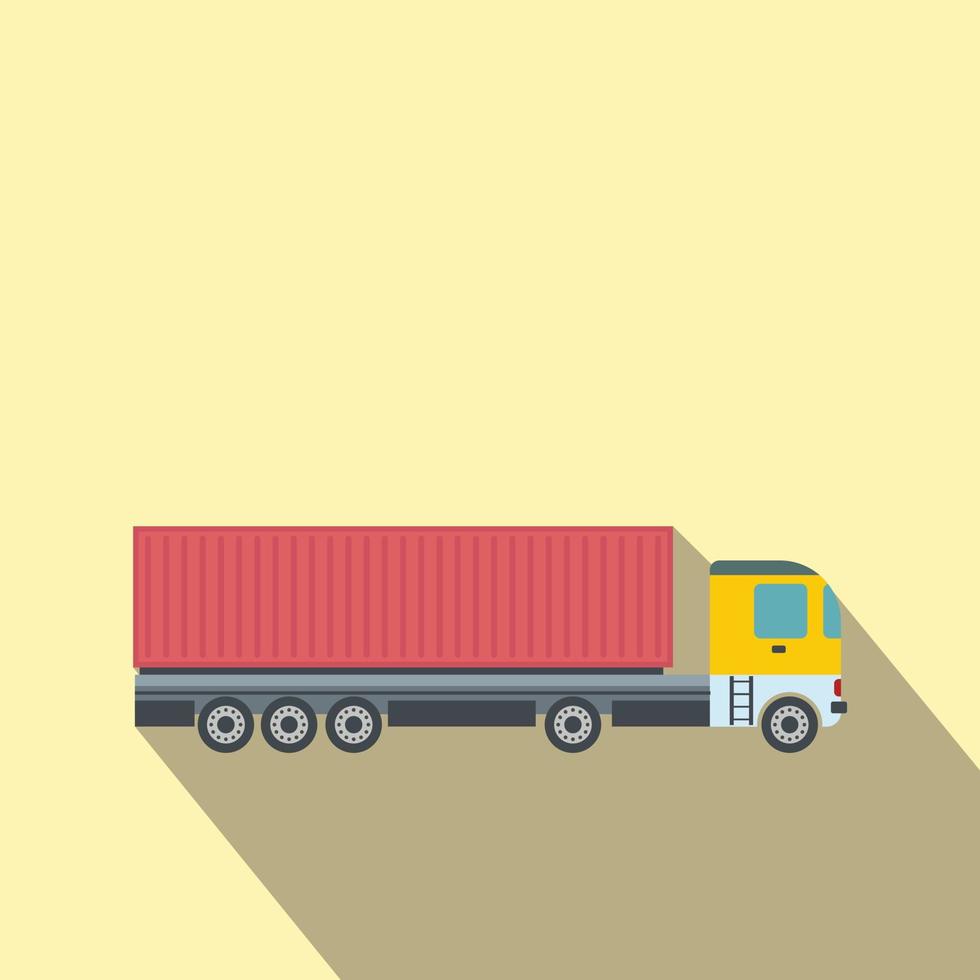 Container at the dock with truck flat vector